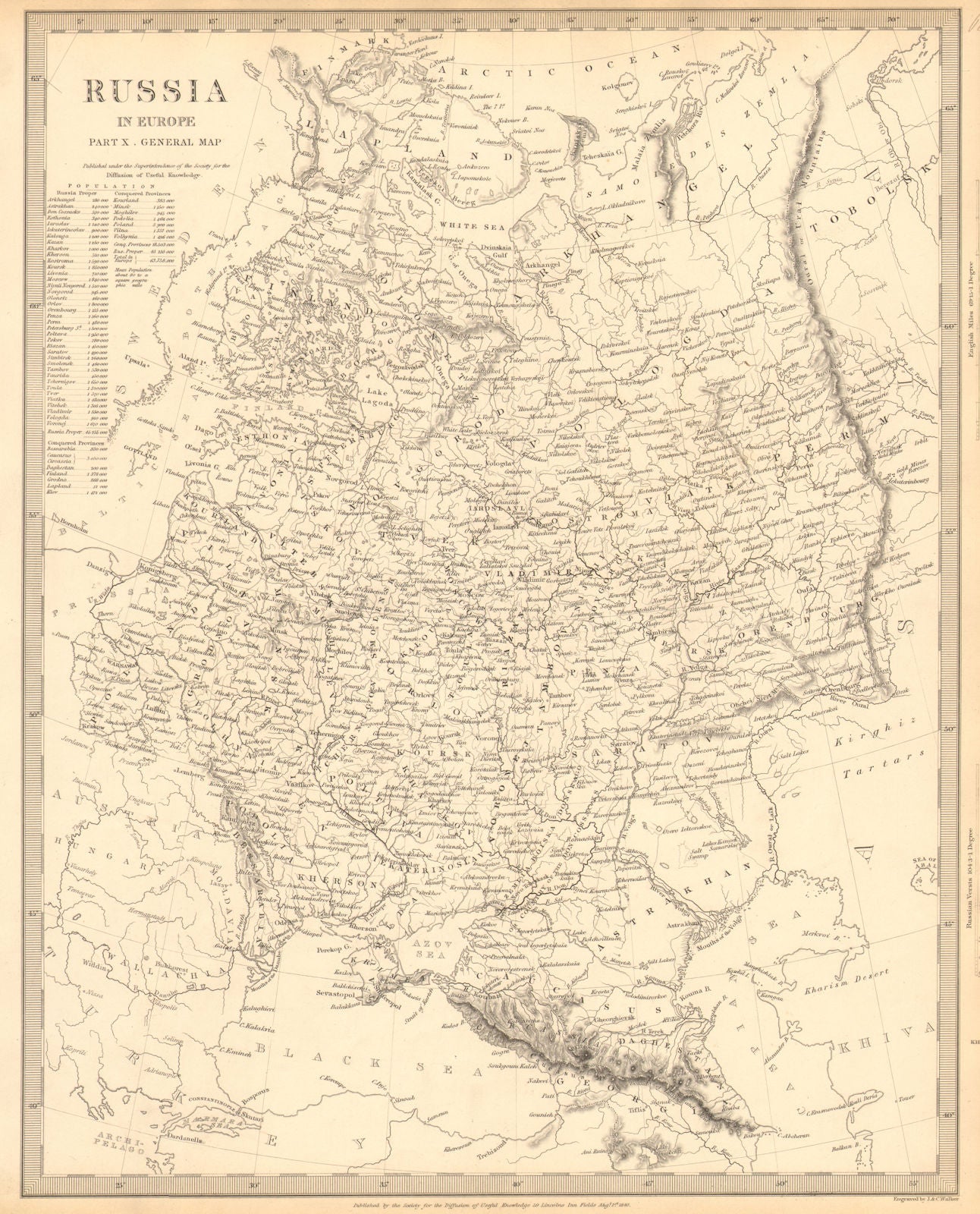RUSSIA. Eastern Europe. Ukraine Belarus Baltics Finland Georgia. SDUK 1848 map